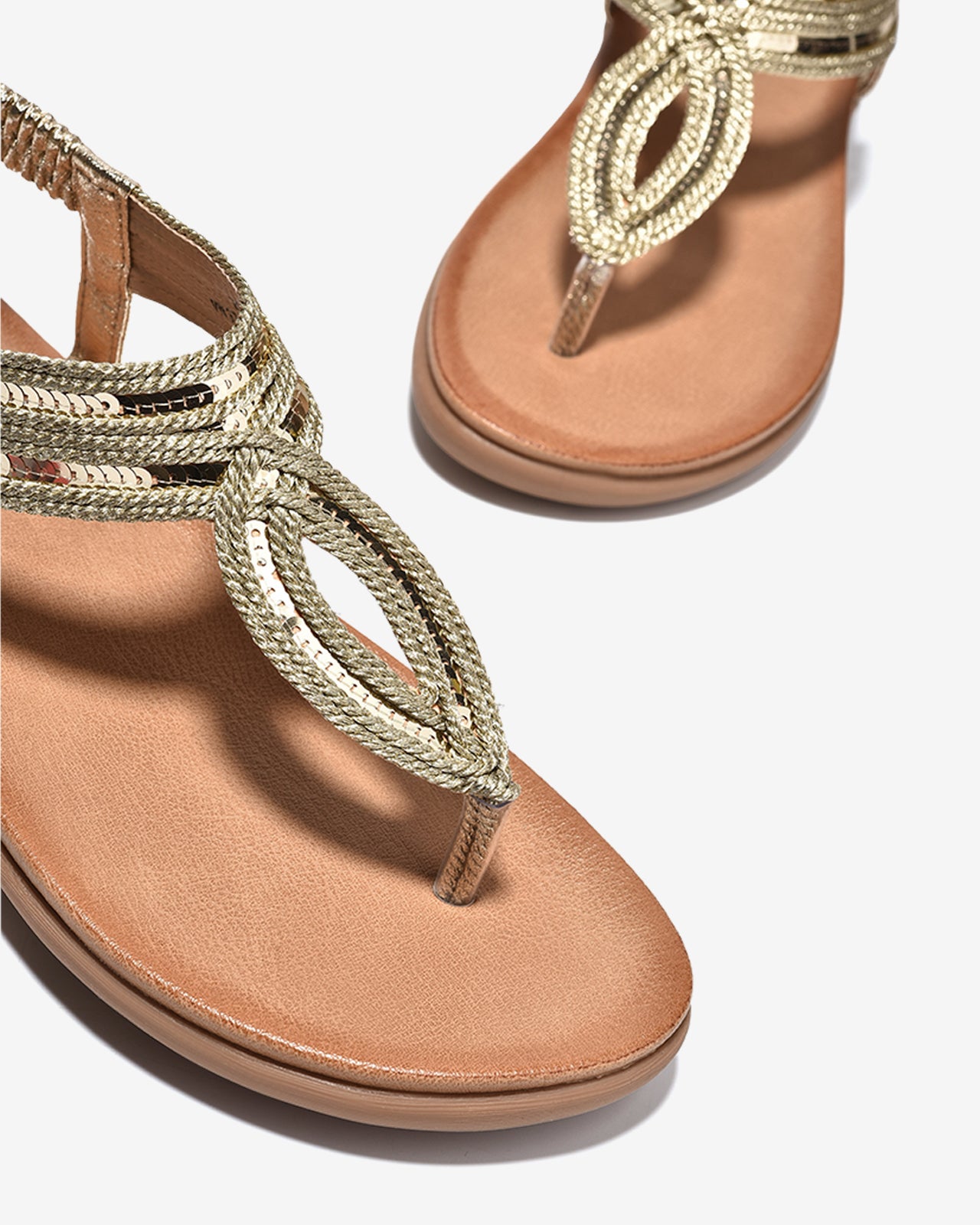 Sandal Đế Bằng Nữ Zucia Quai Bện Ánh Kim-SHLO4Vàng Color1