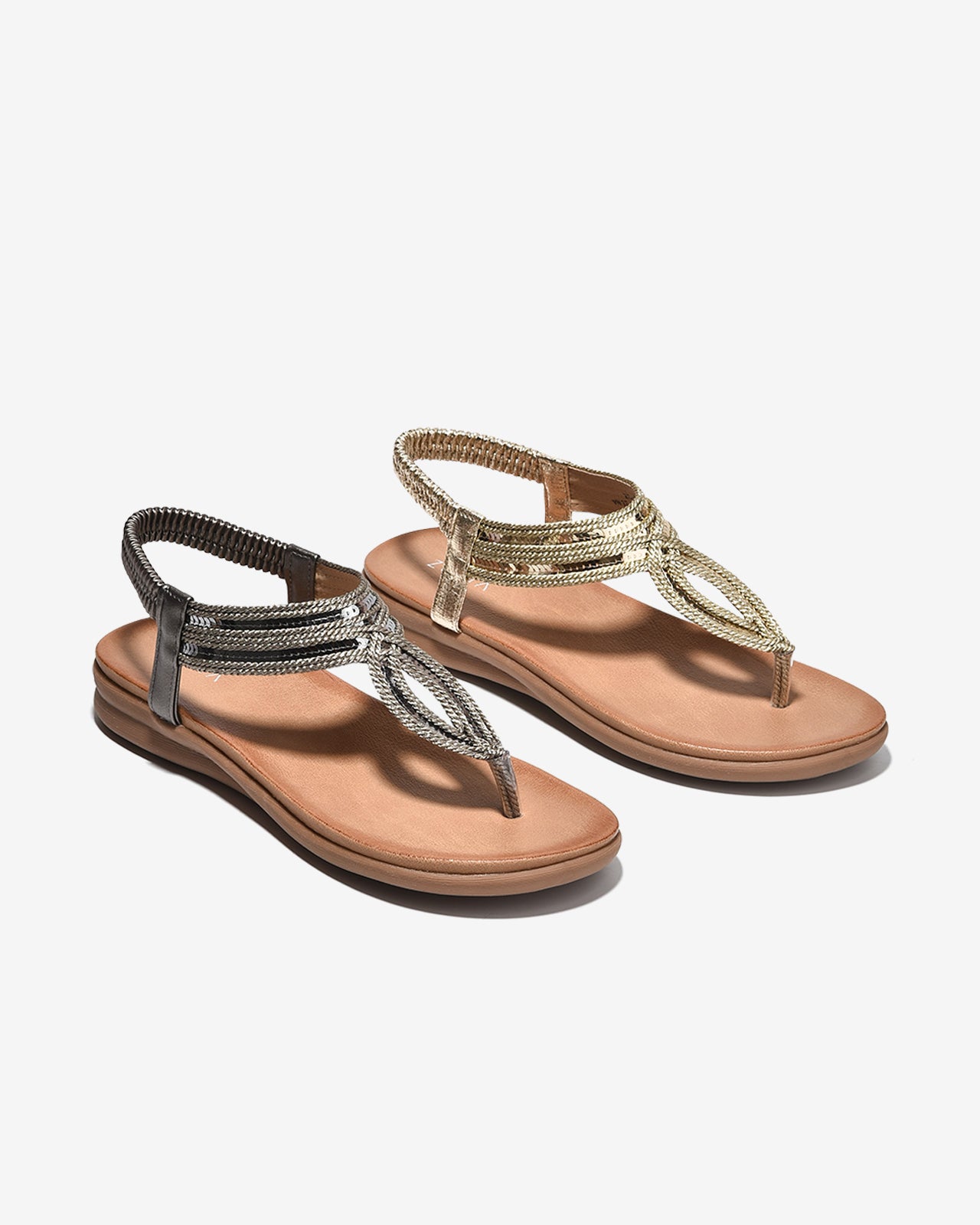 Sandal Đế Bằng Nữ Zucia Quai Bện Ánh Kim-SHLO4Vàng Color1