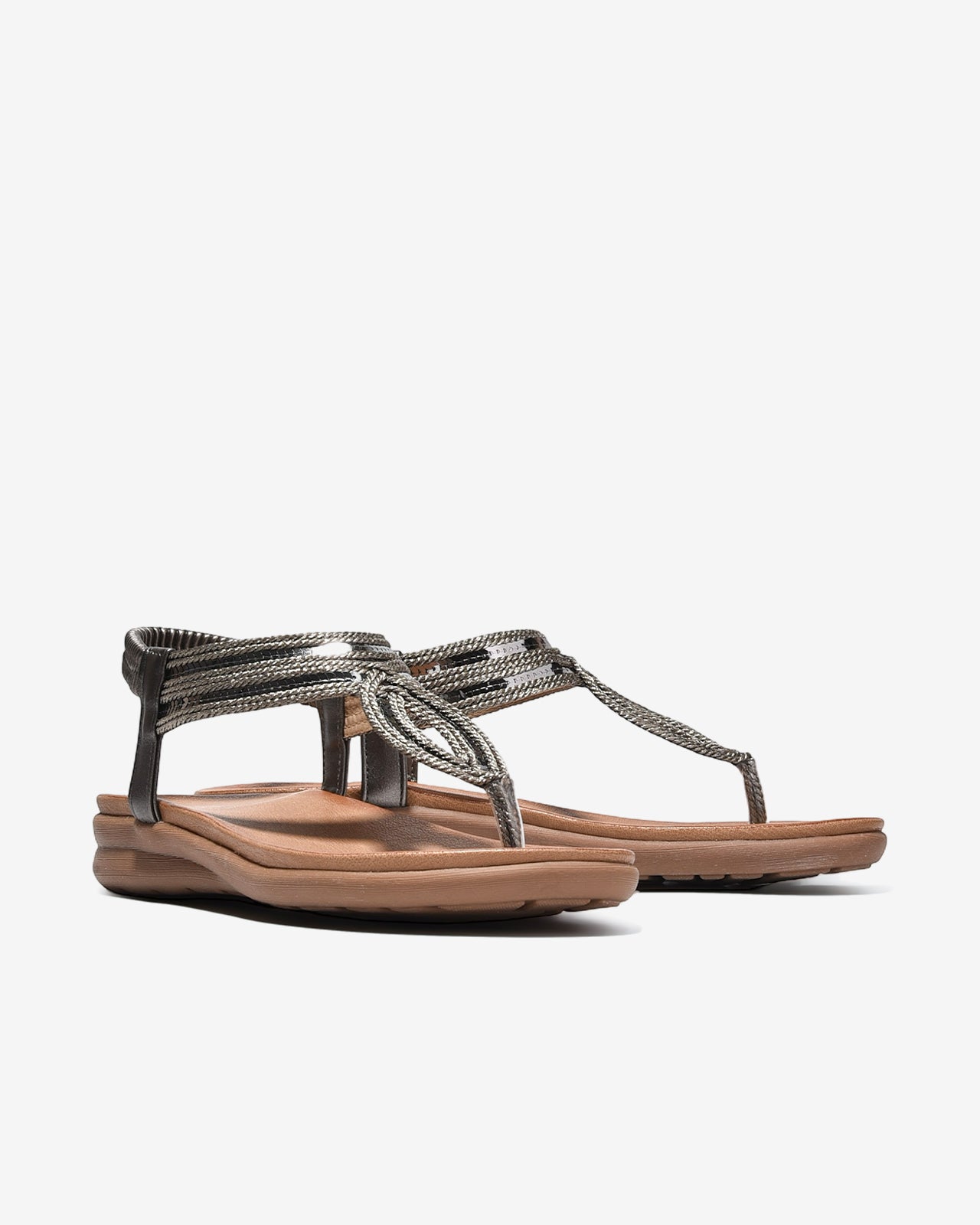 Sandal Đế Bằng Nữ Zucia Quai Bện Ánh Kim-SHLO4Xám Color1