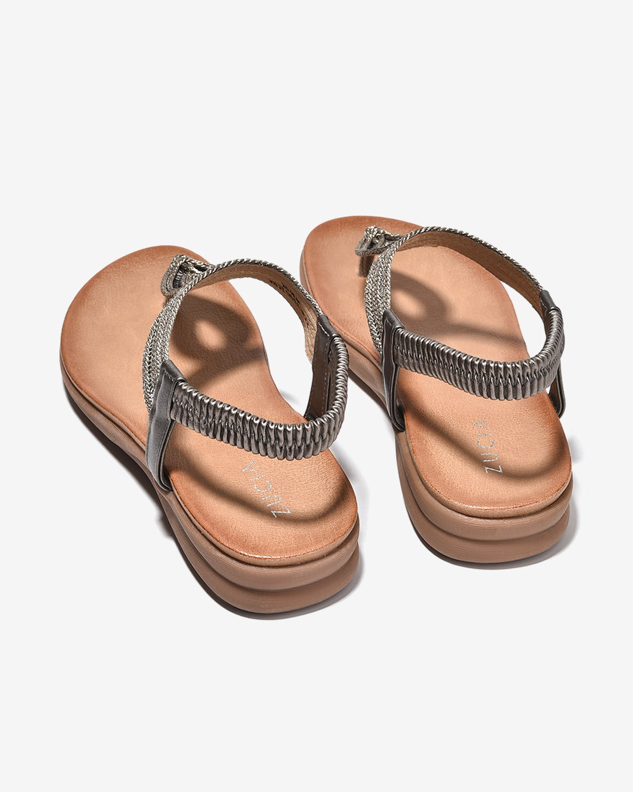 Sandal Đế Bằng Nữ Zucia Quai Bện Ánh Kim-SHLO4Xám Color1
