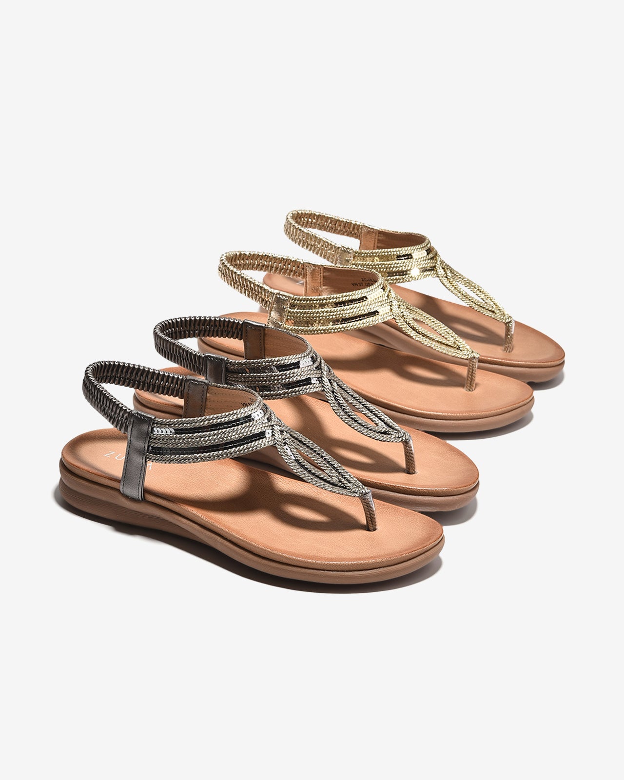 Sandal Đế Bằng Nữ Zucia Quai Bện Ánh Kim-SHLO4Xám Color1