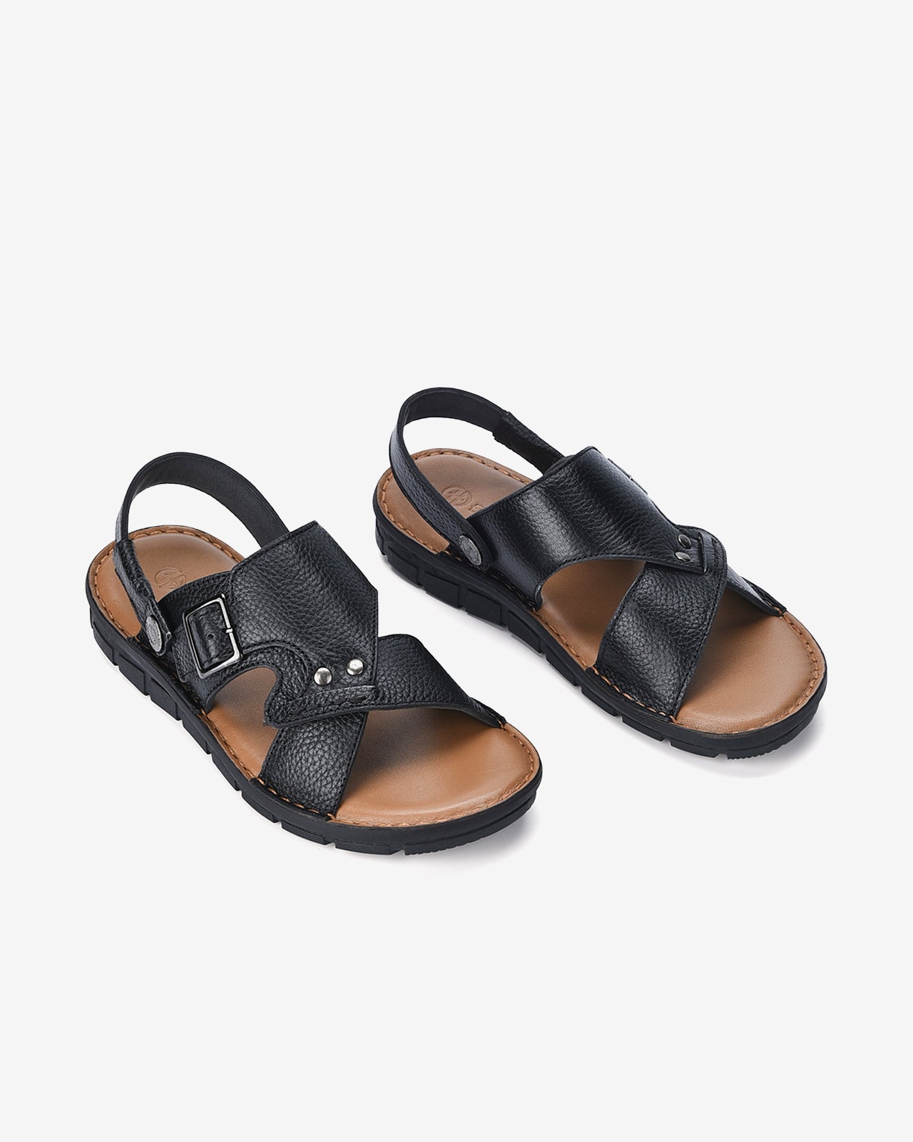 Giày Sandal Nam Đông Hải Da Dập Khóa Kim Loại-S1136Đen Color1