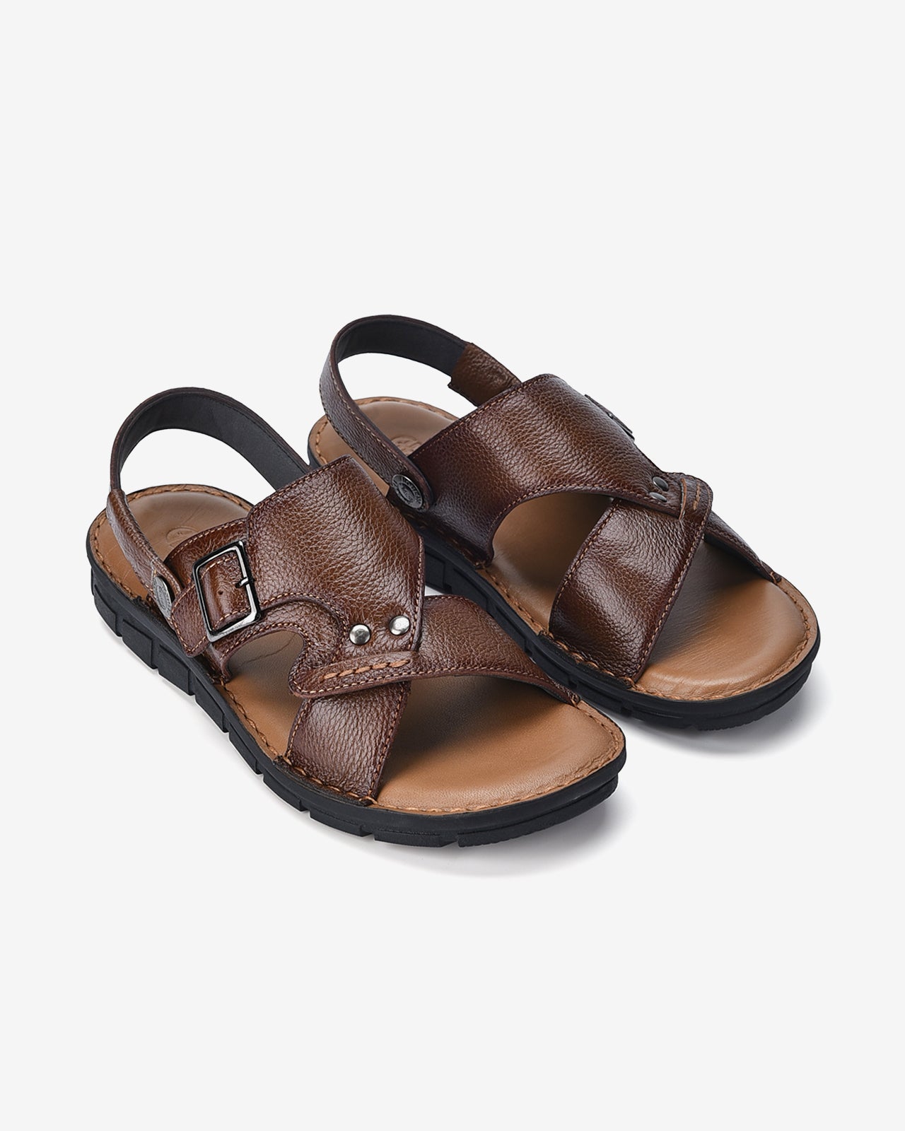 Giày Sandal Nam Đông Hải Da Dập Khóa Kim Loại-S1136Nâu Color1