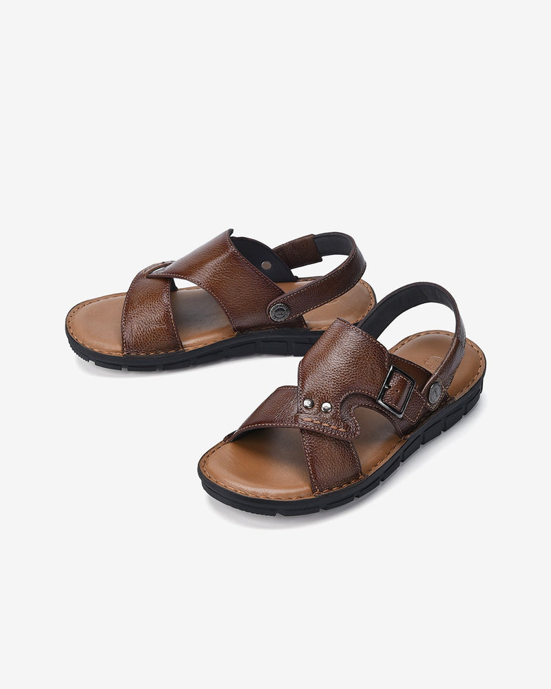 Giày Sandal Nam Đông Hải Da Dập Khóa Kim Loại-S1136Nâu Color2