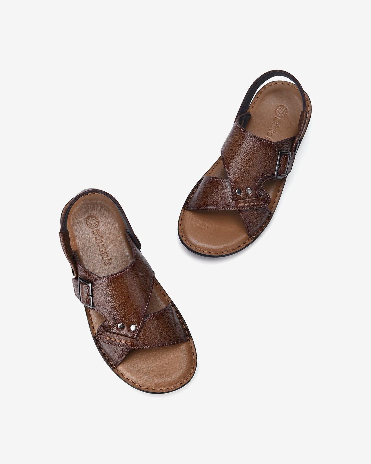 Giày Sandal Nam Đông Hải Da Dập Khóa Kim Loại-S1136Nâu Color1