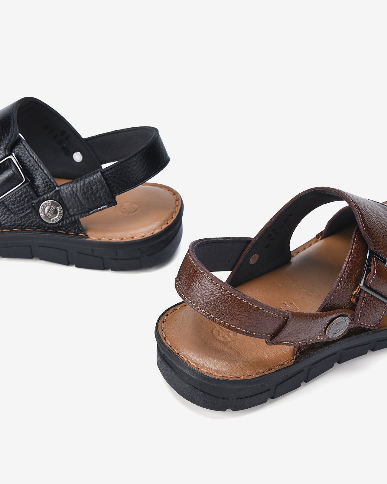 Giày Sandal Nam Đông Hải Da Dập Khóa Kim Loại-S1136Nâu Color2