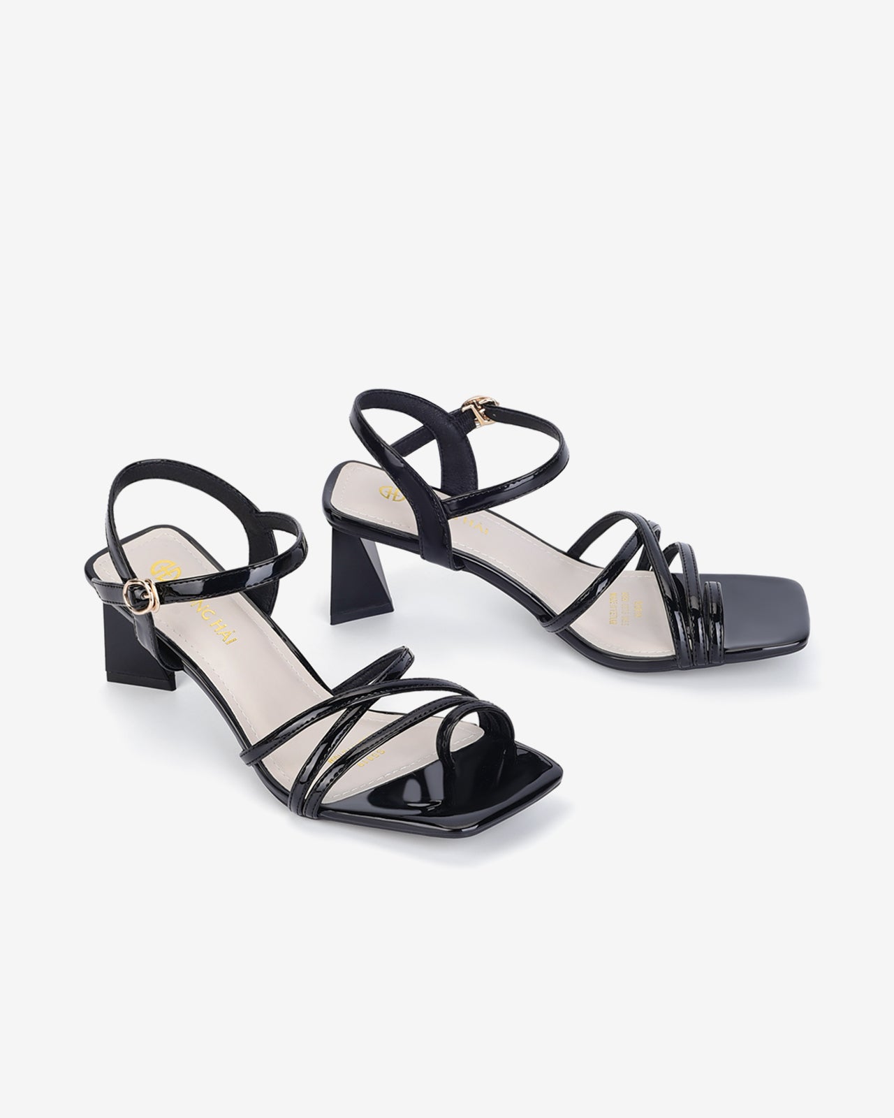 Giày Sandal Cao Gót Đông Hải Quai Ngang Mảnh-S5819Đen Bóng Color1