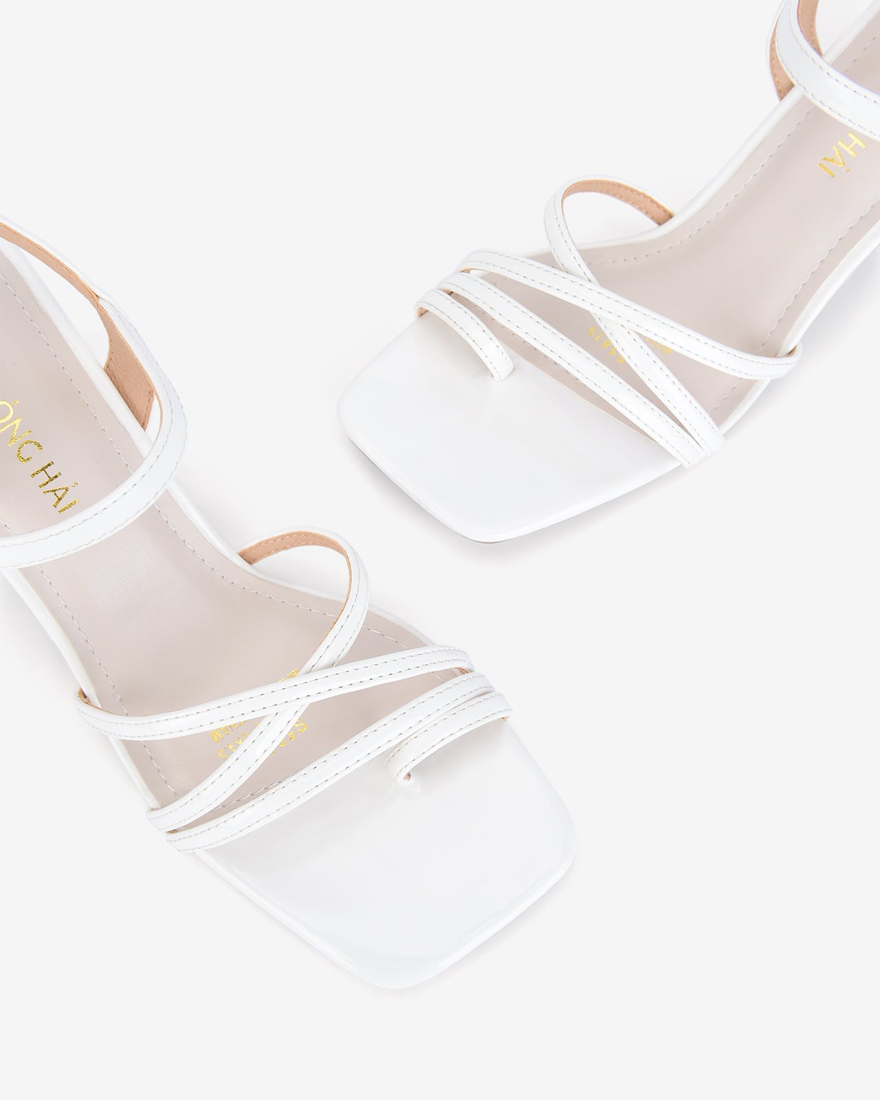 Giày Sandal Cao Gót Đông Hải Quai Ngang Mảnh-S5819Trắng Color2