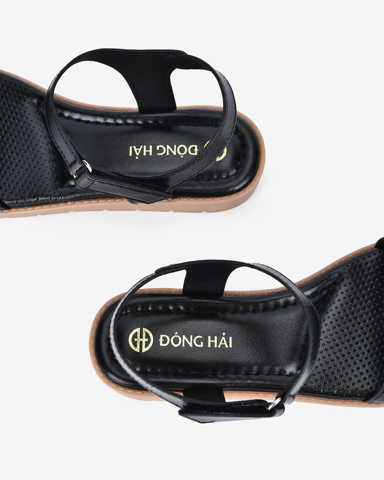 Sandals Nữ Đông Hải Quai Dán Mặt Lót Thoáng Khí-S7427Đen Color2