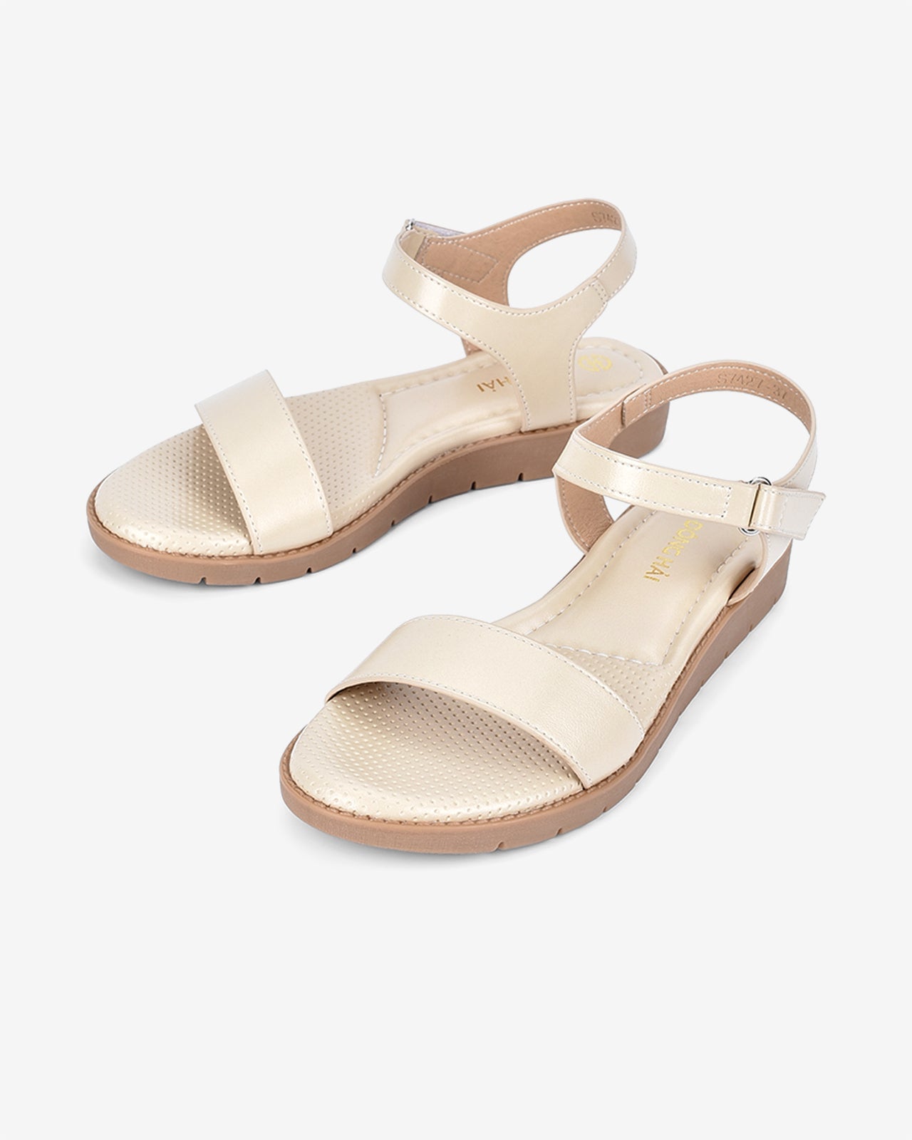 Sandals Nữ Đông Hải Quai Dán Mặt Lót Thoáng Khí-S7427Kem Color1