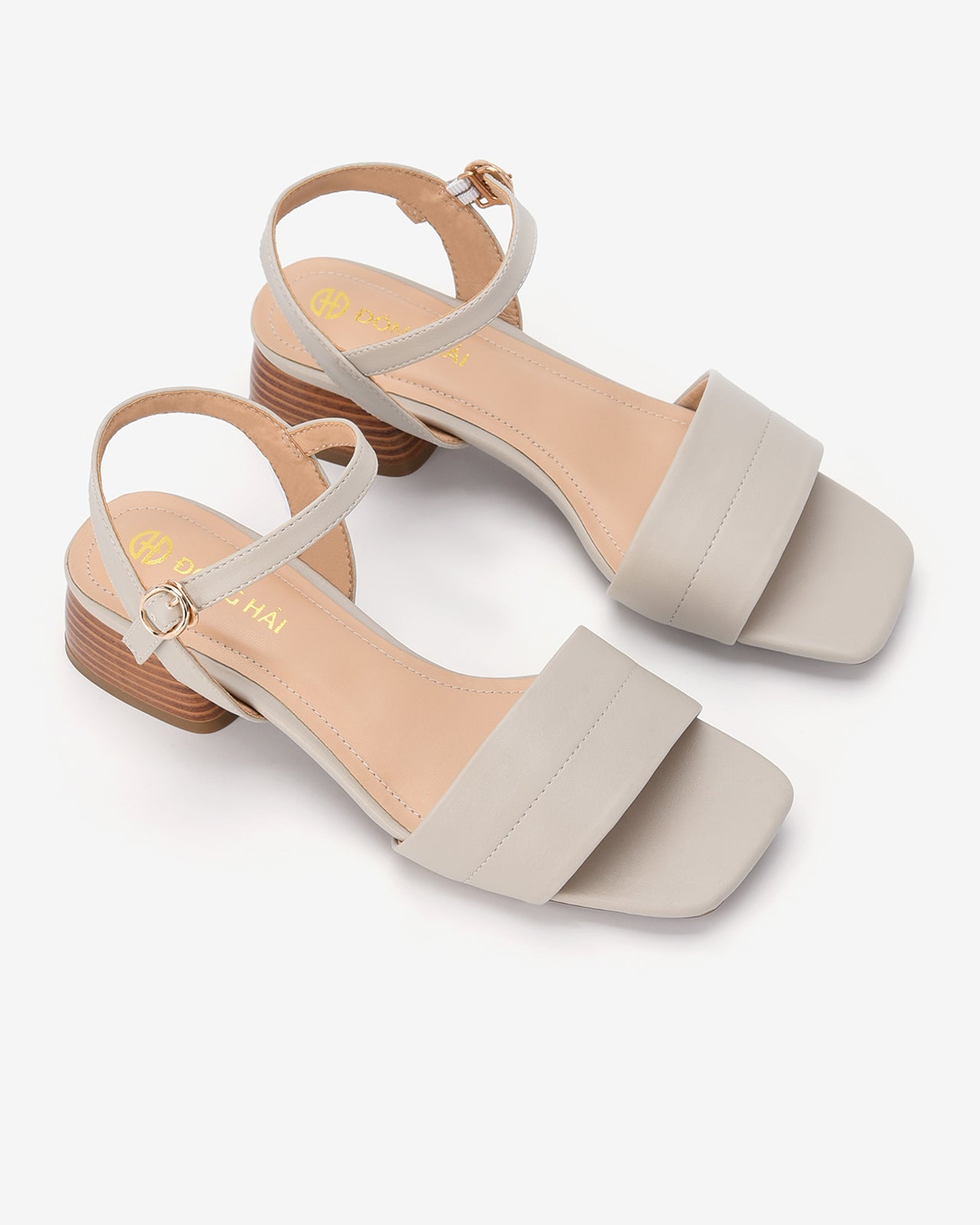 Sandals Gót Vuông Ankle-Strap Quai Bảng-S7721Kem Color3