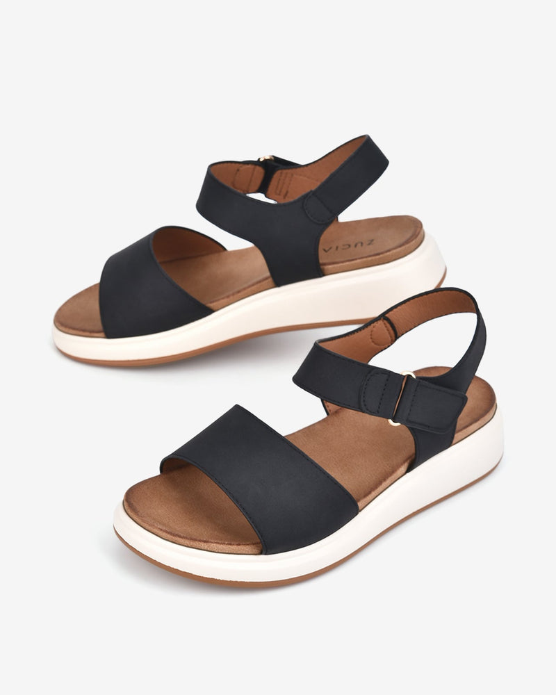 Giày Sandal Zucia Quai Ngang Bảng To-SHLD5-Đen Color2