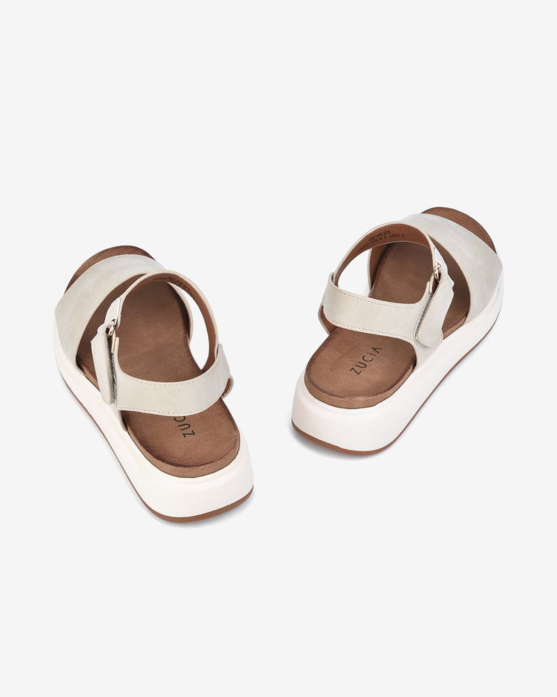 Giày Sandal Zucia Quai Ngang Bảng To-SHLD5-Kem Color1