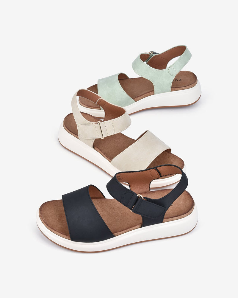 Giày Sandal Zucia Quai Ngang Bảng To-SHLD5-Kem Color2