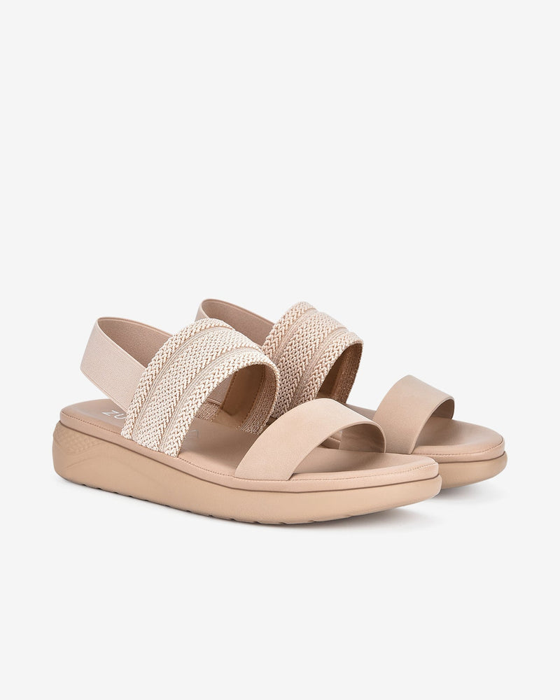 Giày Sandal Nữ Zucia Quai Phối Vải Đan Thời Trang-SRX65-Cafe Color1