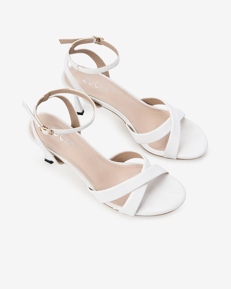 Sandals Gót Nhọn Quai Đôi Chéo Bảng To-STH16Trắng Color2