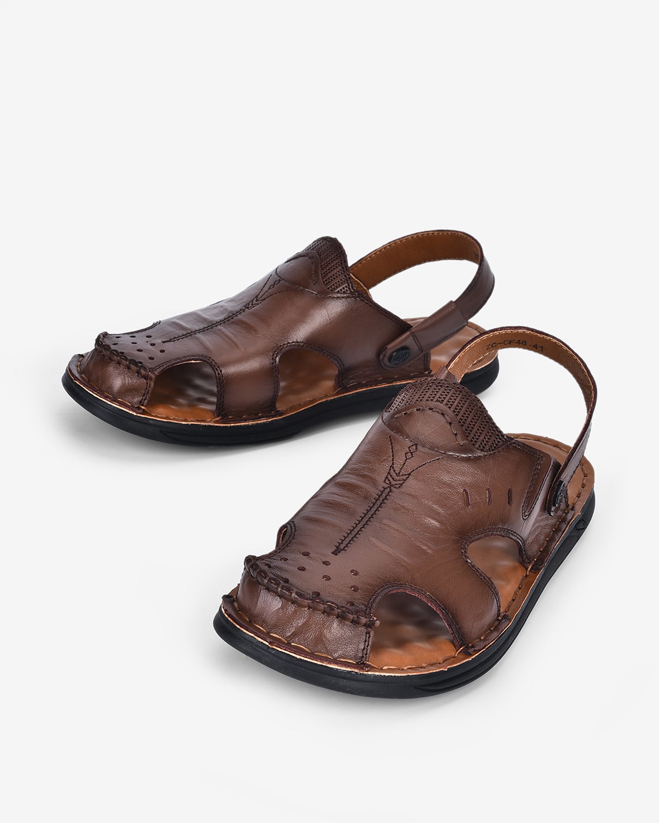 Giày Sandal Rọ Zuciani Mũi Tròn Đục Lỗ-SCF48-Nâu Color1