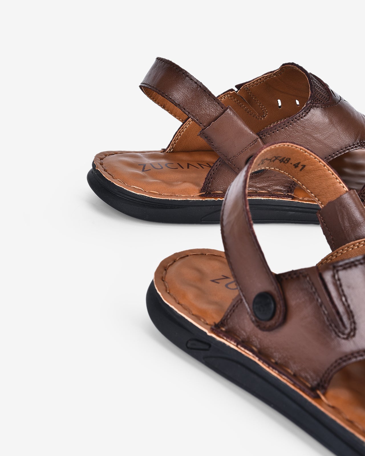 Giày Sandal Rọ Zuciani Mũi Tròn Đục Lỗ-SCF48-Nâu Color1