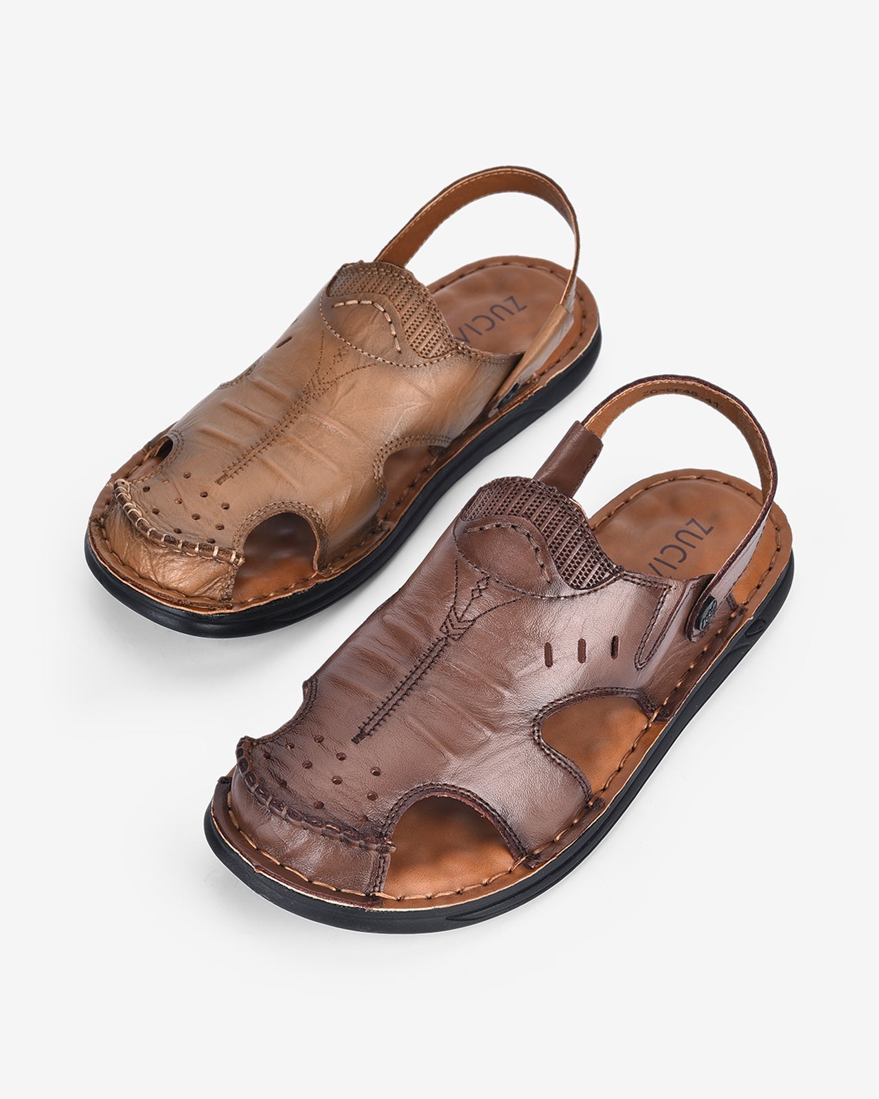 Giày Sandal Rọ Zuciani Mũi Tròn Đục Lỗ-SCF48-Nâu Color1