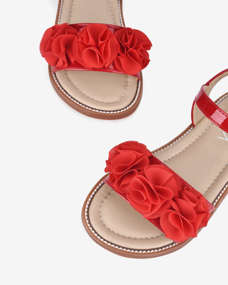 Giày Sandal Trẻ Em Zucia Quai Ngang Đính Hoa-STH68-Đỏ Color2