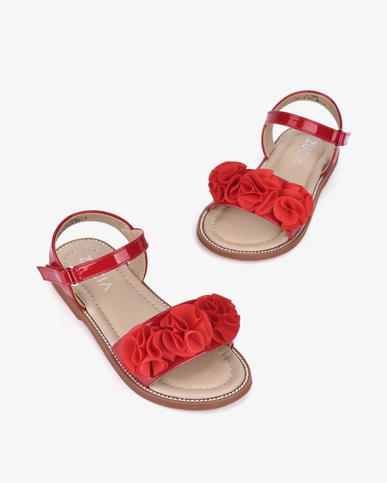 Giày Sandal Trẻ Em Zucia Quai Ngang Đính Hoa-STH68-Đỏ Color1