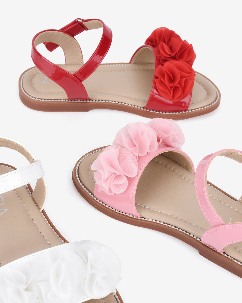 Giày Sandal Trẻ Em Zucia Quai Ngang Đính Hoa-STH68-Đỏ Color1