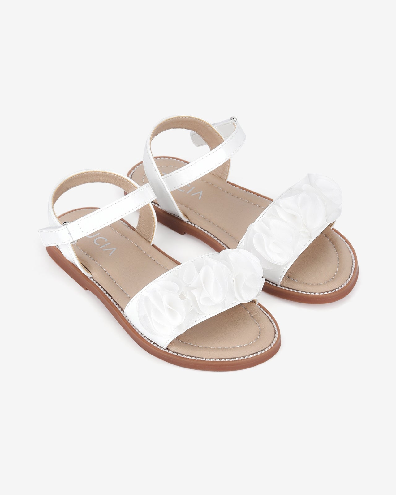 Giày Sandal Trẻ Em Zucia Quai Ngang Đính Hoa-STH68-Trắng Color1