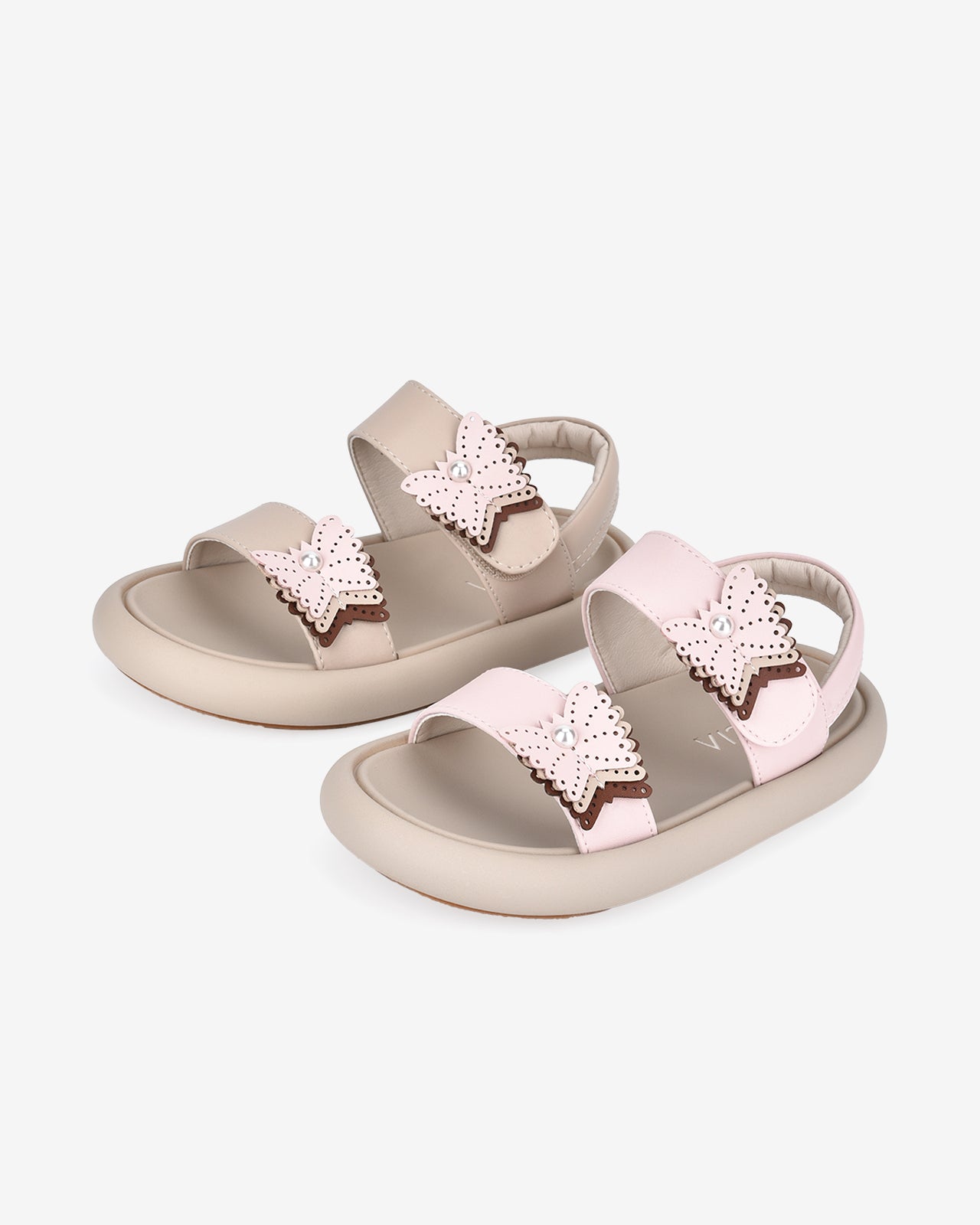 Giày Sandal Trẻ Em Zucia Quai Ngang Đính Bướm-STH70Kem Color2