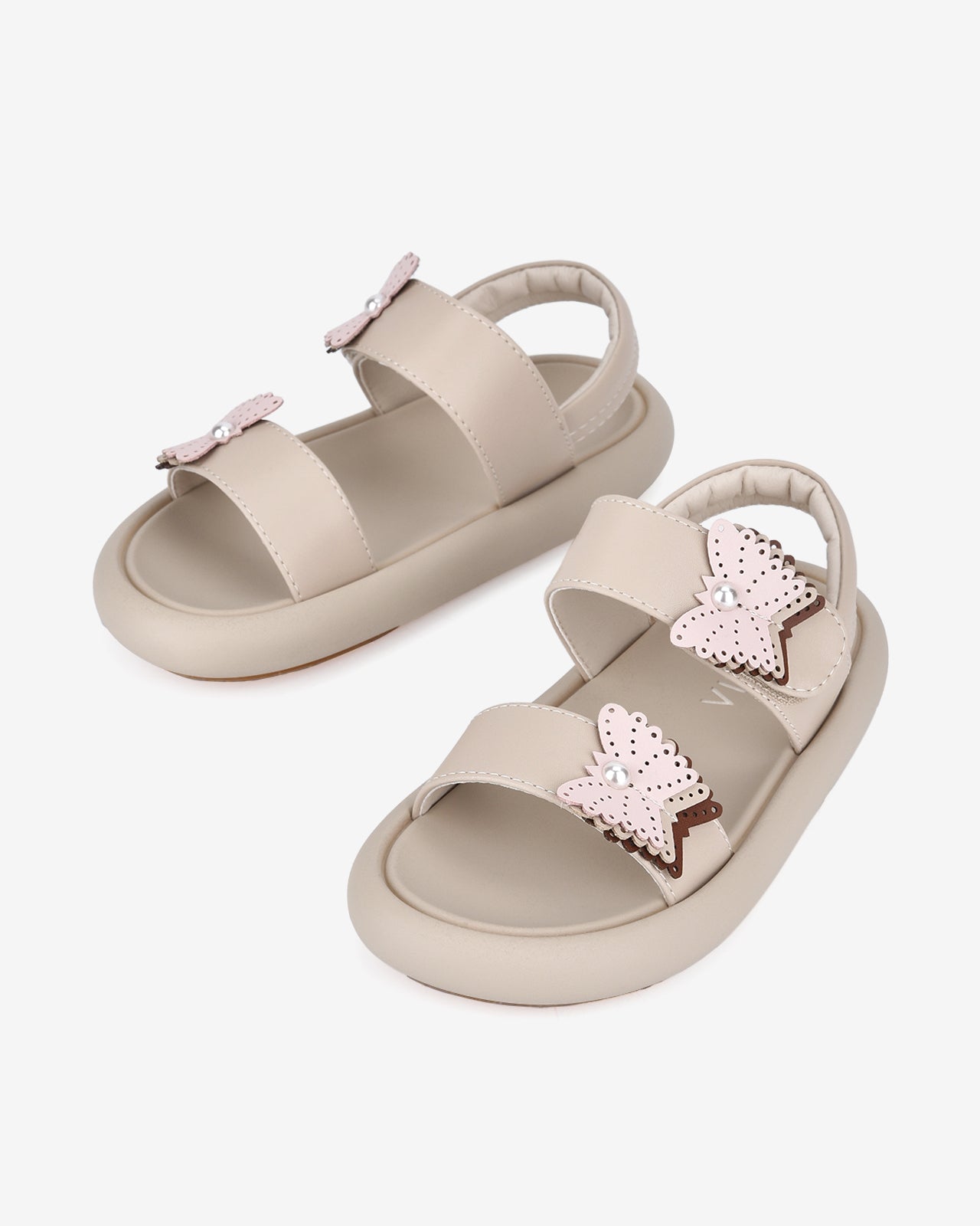 Giày Sandal Trẻ Em Zucia Quai Ngang Đính Bướm-STH70Kem Color1