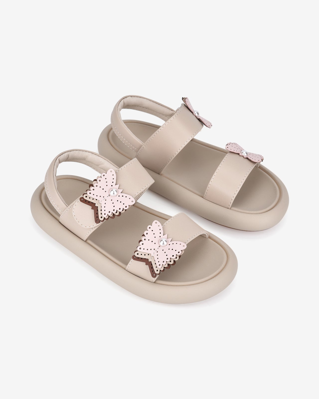 Giày Sandal Trẻ Em Zucia Quai Ngang Đính Bướm-STH70Kem Color1