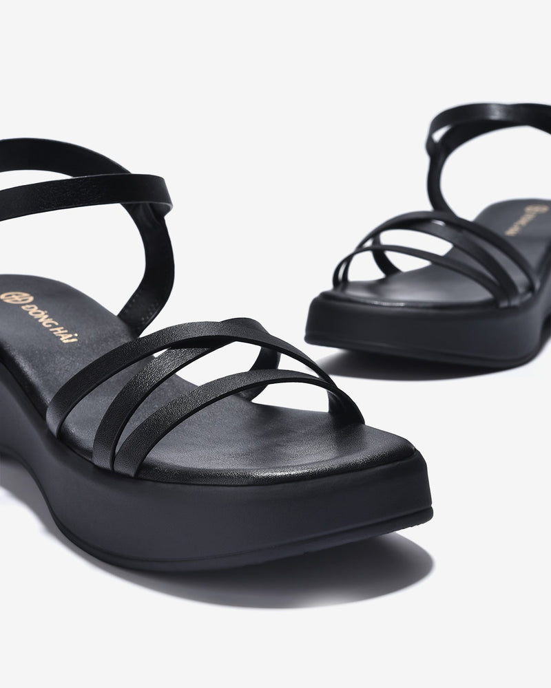 Sandals Đế Xuồng Đông Hải Quai Mảnh Đan Chéo-S32D1Đen Color2