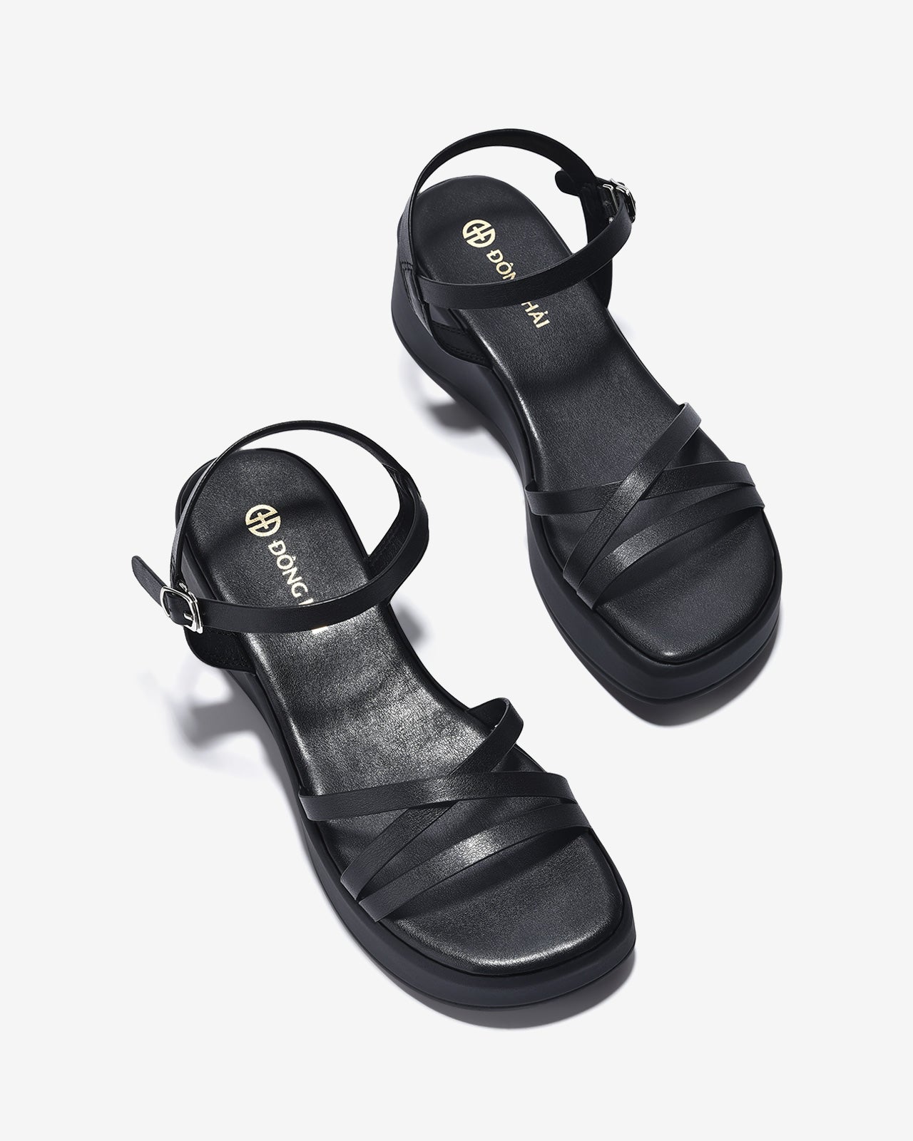 Sandals Đế Xuồng Đông Hải Quai Mảnh Đan Chéo-S32D1Đen Color1