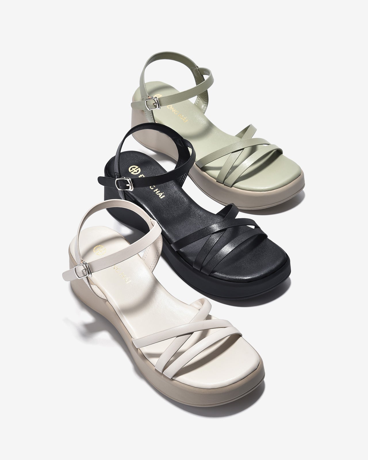 Sandals Đế Xuồng Đông Hải Quai Mảnh Đan Chéo-S32D1Đen Color1