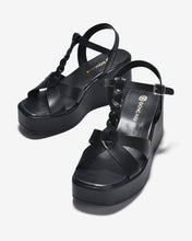 Giày Sandal Xuồng Đông Hải Quai T-Strap Đan Xoắn-S32F7Đen Color1