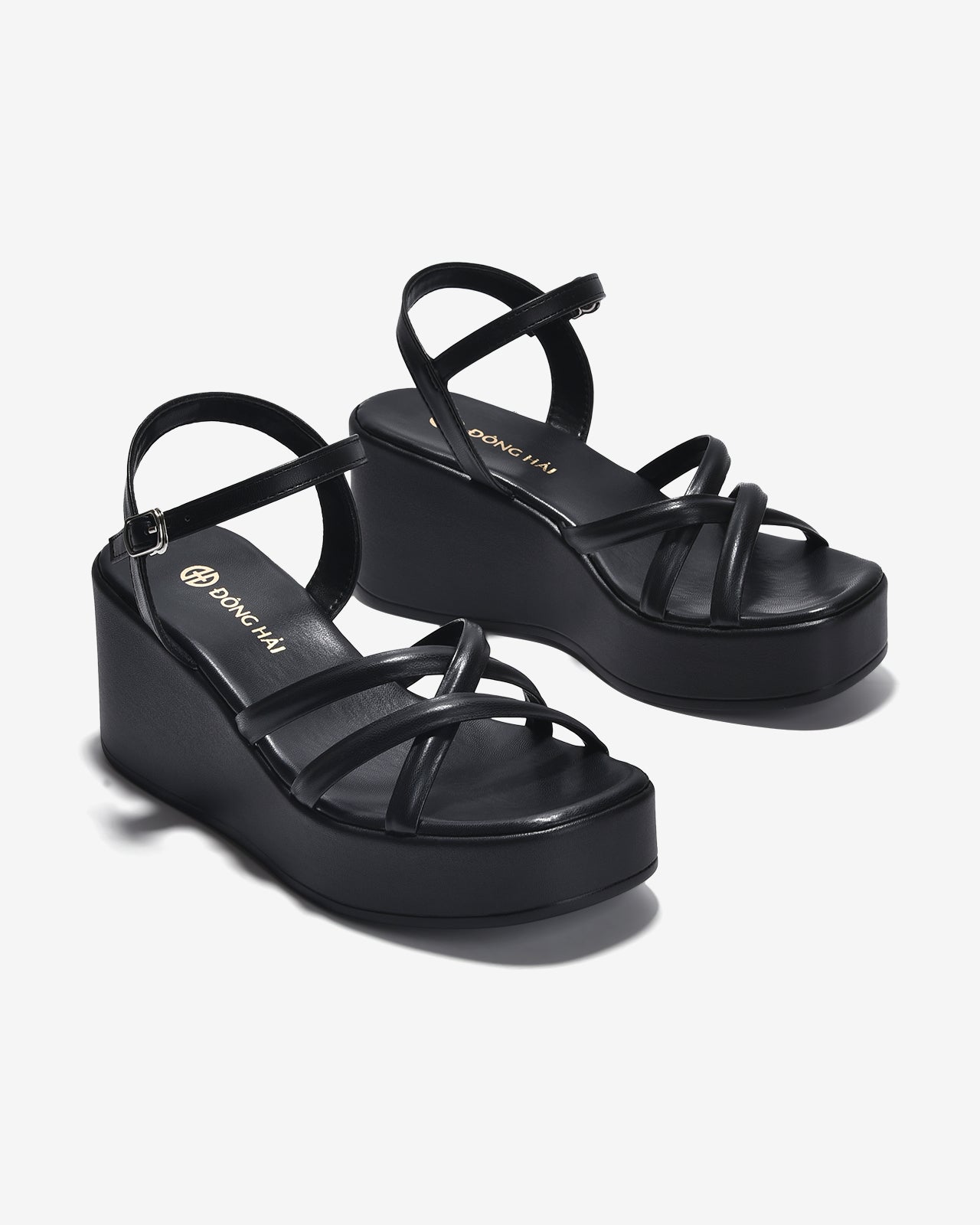 Giày Sandal Xuồng Đông Hải Quai Đan Chéo-S32G1Đen Color1