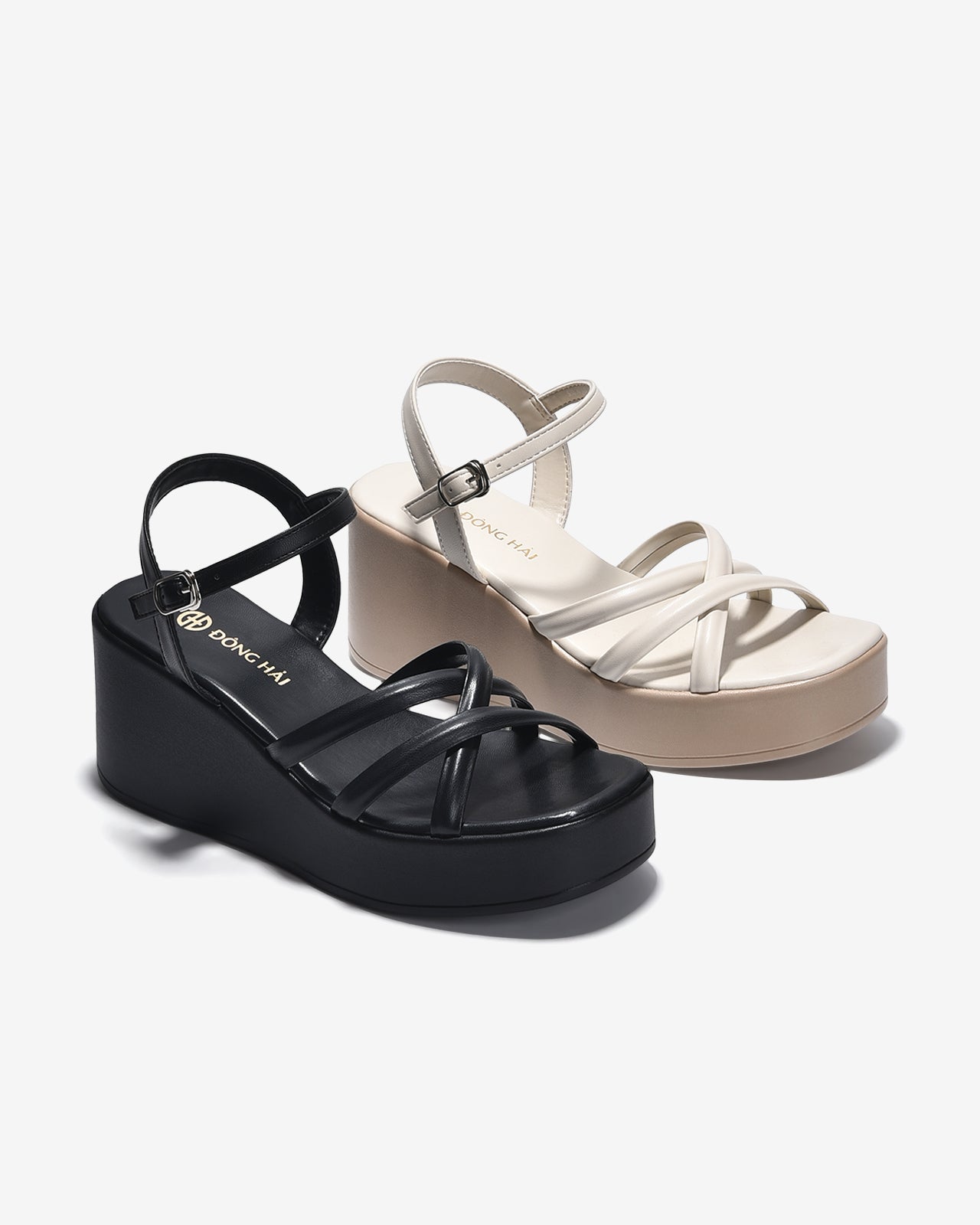 Giày Sandal Xuồng Đông Hải Quai Đan Chéo-S32G1Đen Color1