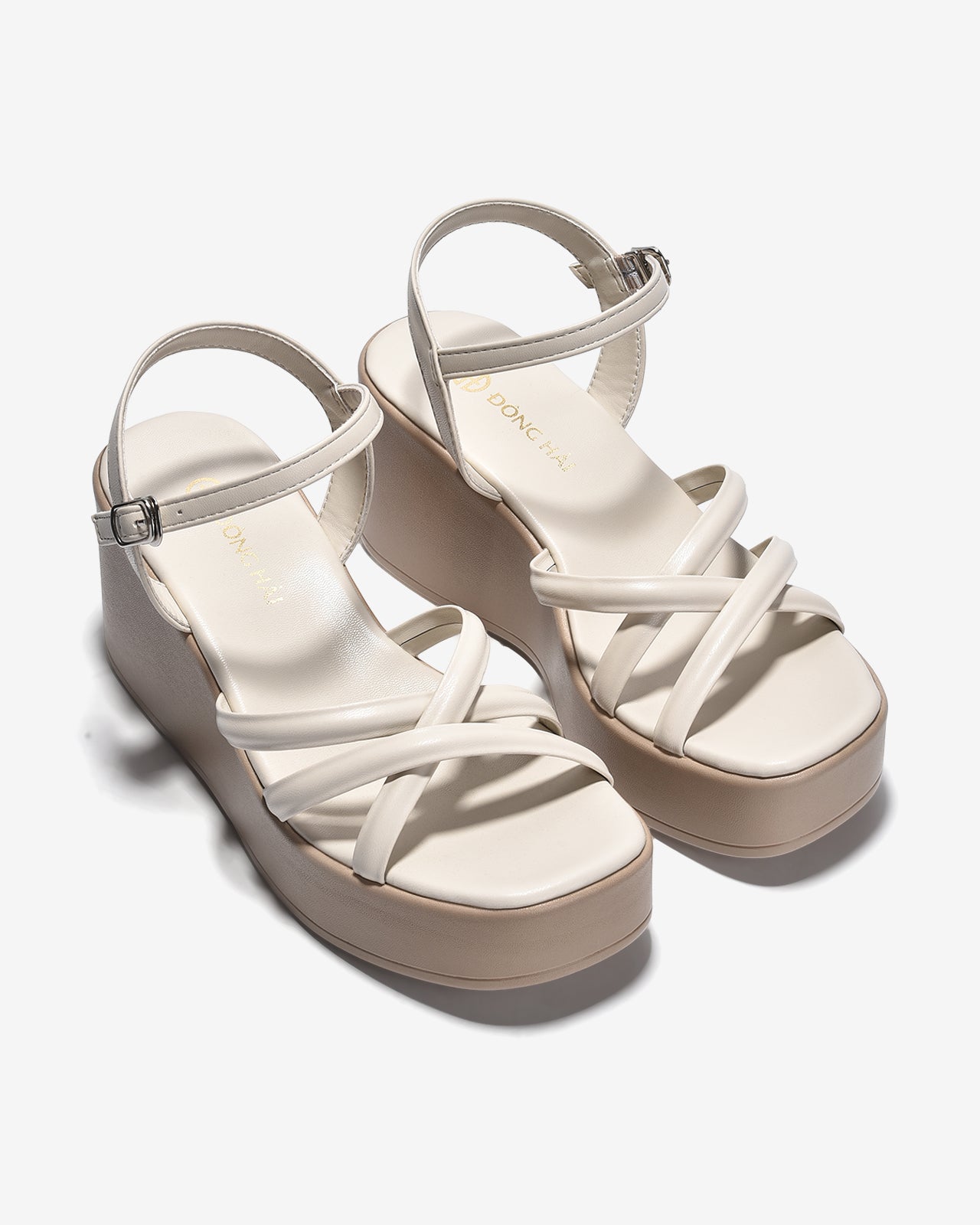 Giày Sandal Xuồng Đông Hải Quai Đan Chéo-S32G1Kem Color1