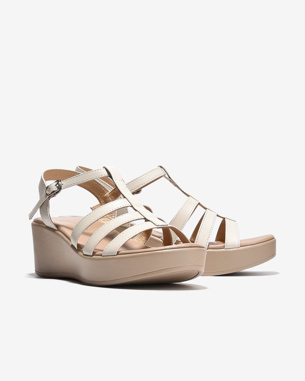 Sandal Xuồng Đông Hải Quai T-Strap-S32I1Kem Color1