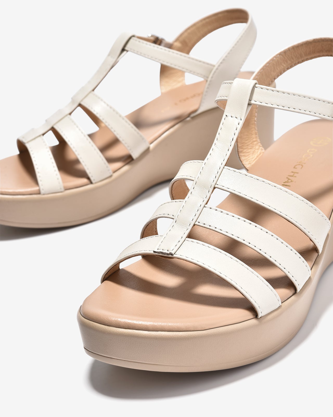 Sandal Xuồng Đông Hải Quai T-Strap-S32I1-Kem Color1