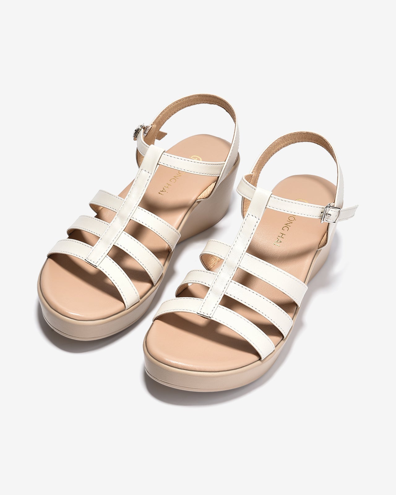 Sandal Xuồng Đông Hải Quai T-Strap-S32I1-Kem Color1