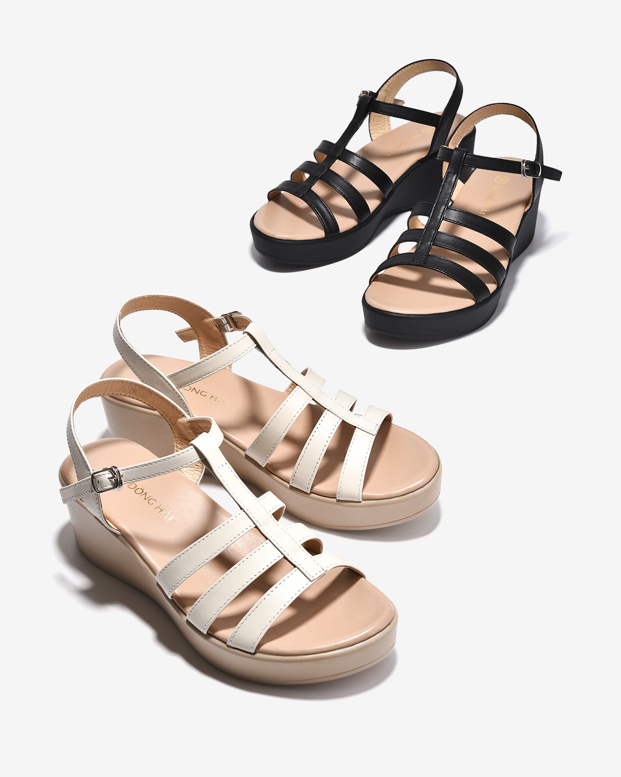 Sandal Xuồng Đông Hải Quai T-Strap-S32I1Kem Color1