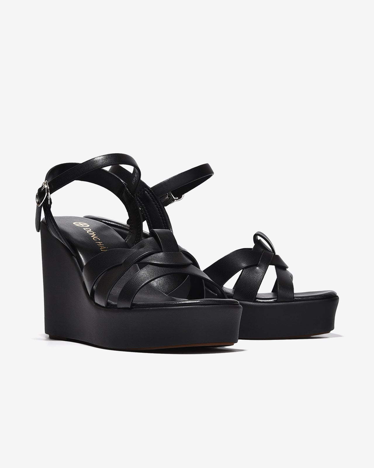 Sandal Xuồng Đông Hải Đế 10cm Quai Đan Chéo-S32I4Đen Color1