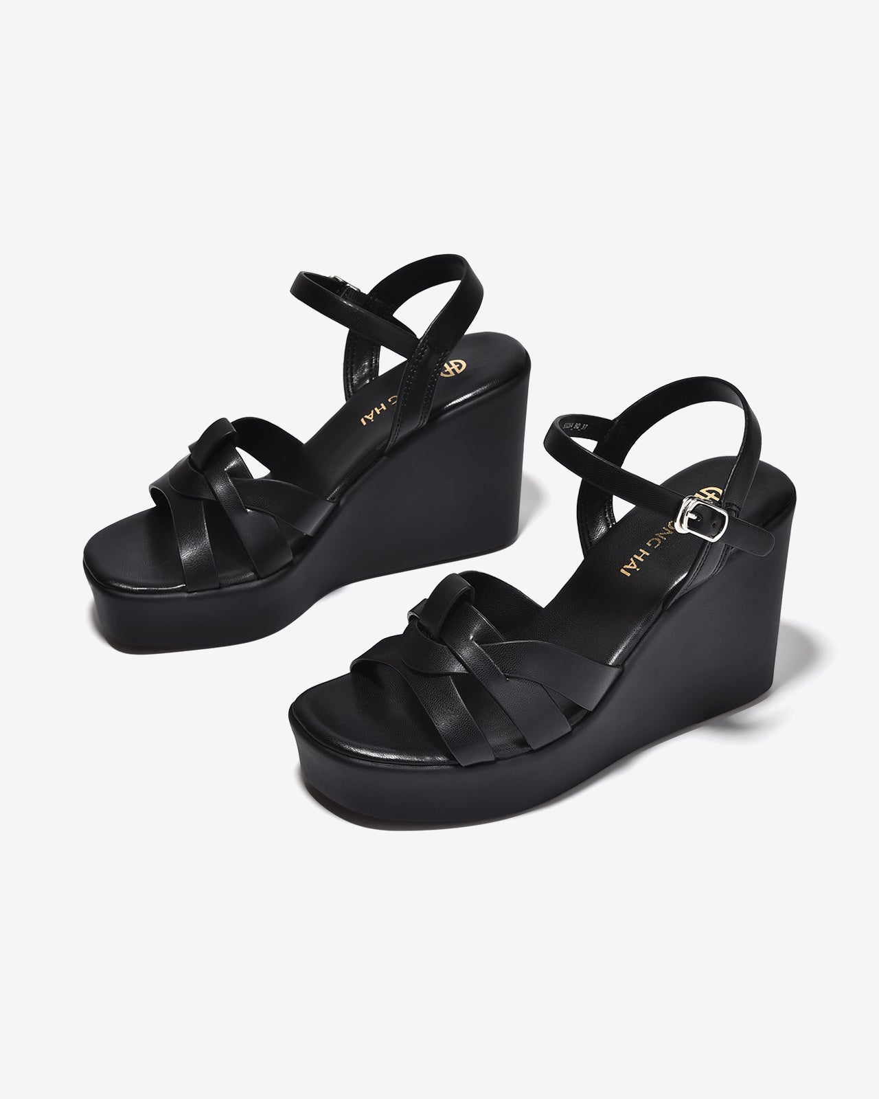 Sandal Cao Gót Đông Hải Đế 10cm Quai Đan Chéo-S32I4-Đen Color1