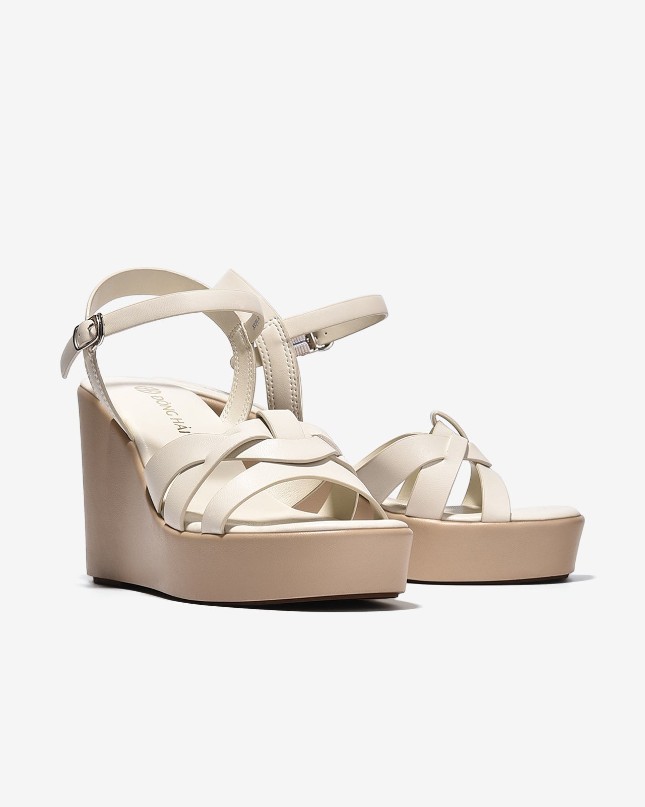 Sandal Xuồng Đông Hải Đế 10cm Quai Đan Chéo-S32I4Kem Color1