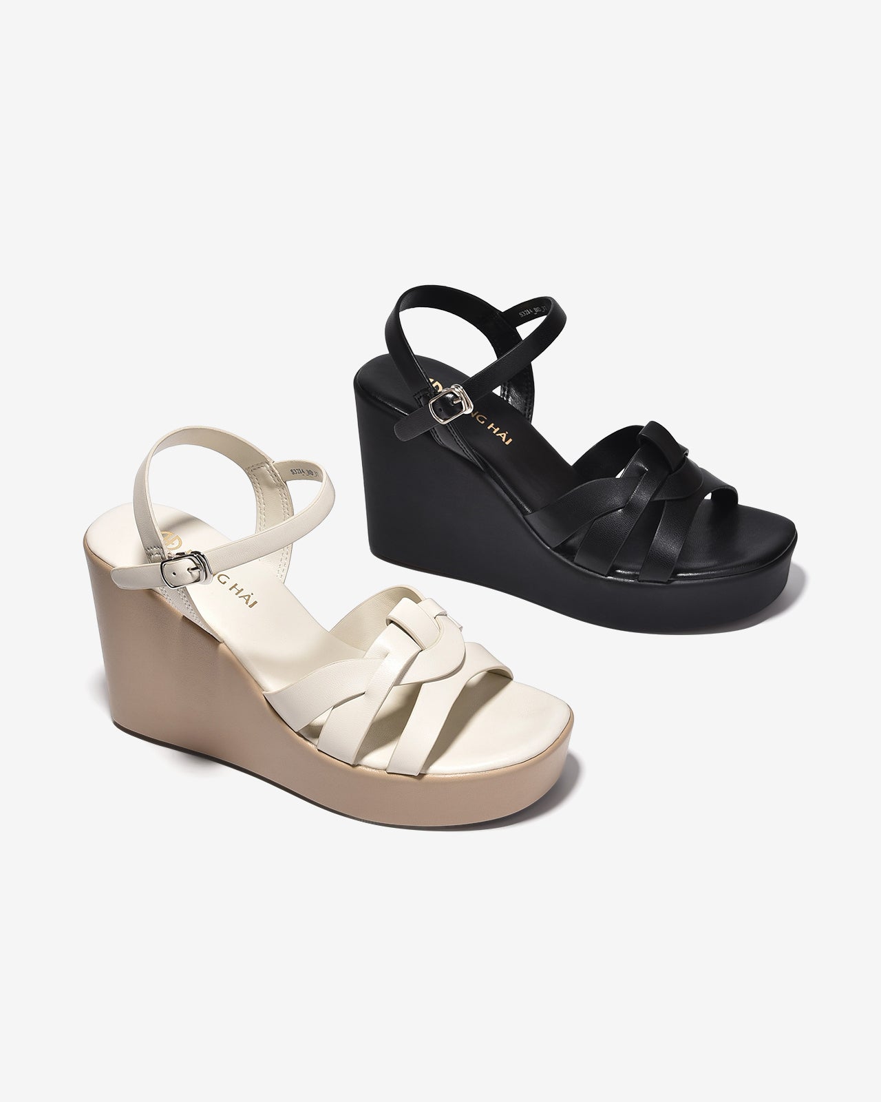 Sandal Xuồng Đông Hải Đế 10cm Quai Đan Chéo-S32I4Kem Color1