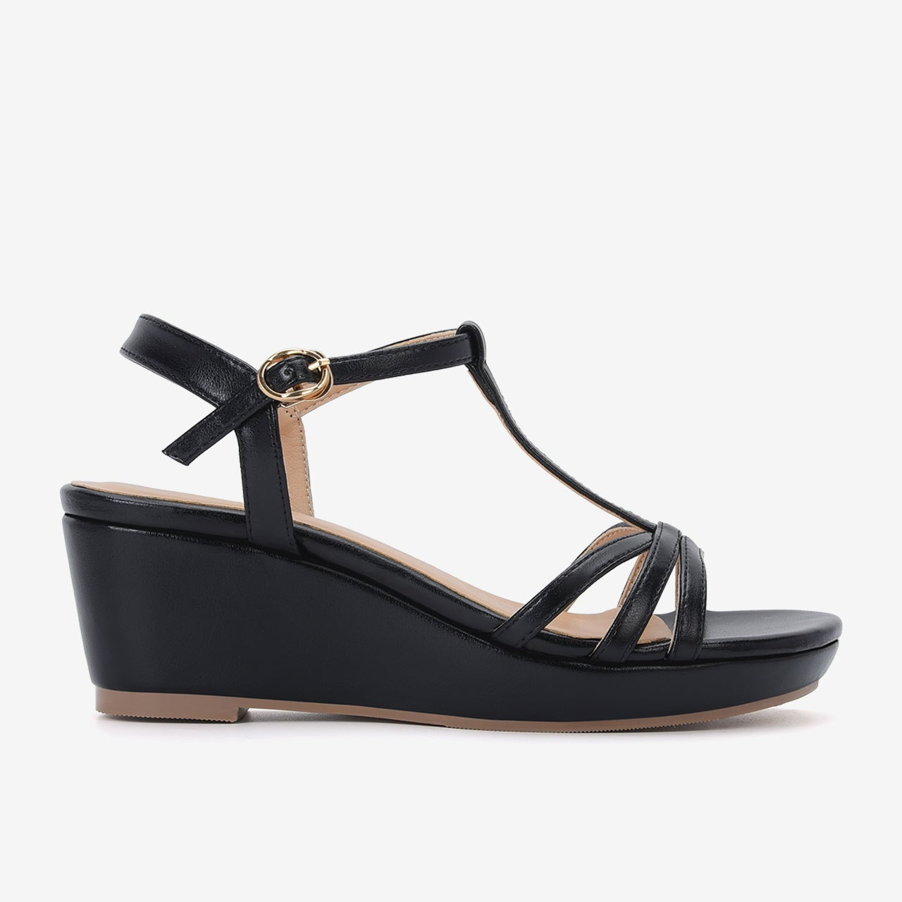 Sandals Xuồng T-Strap Thanh Lịch-S5717Đen Color1First