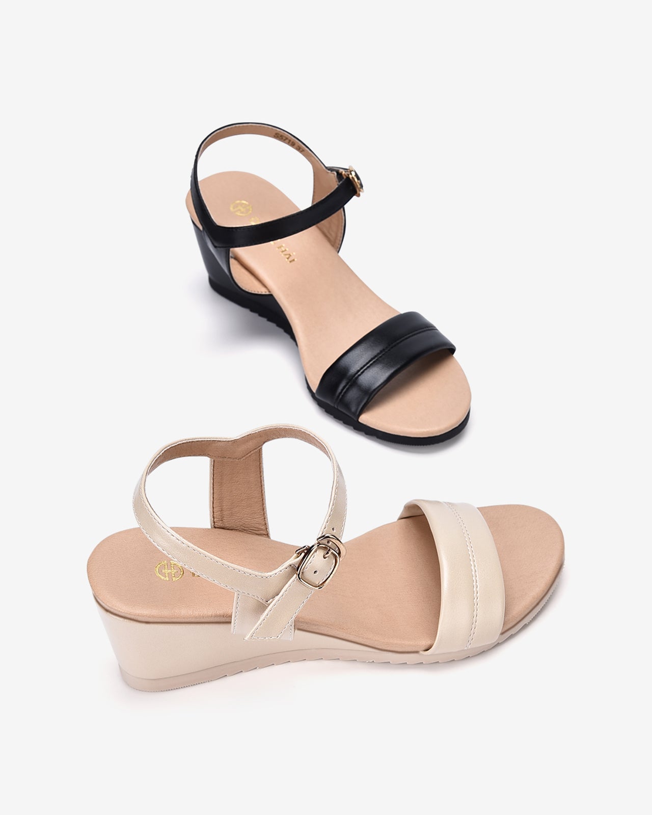 Sandals Xuồng Đông Hải Quai Ngang Chỉ Nổi-S5719Đen Color1