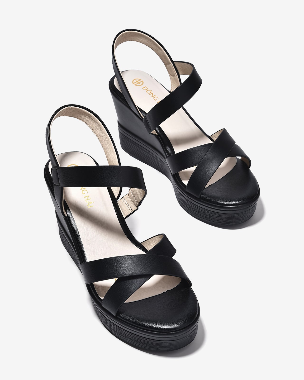 Sandal Xuồng Đông Hải 9cm Quai Đan Chéo-S5874Đen Color1