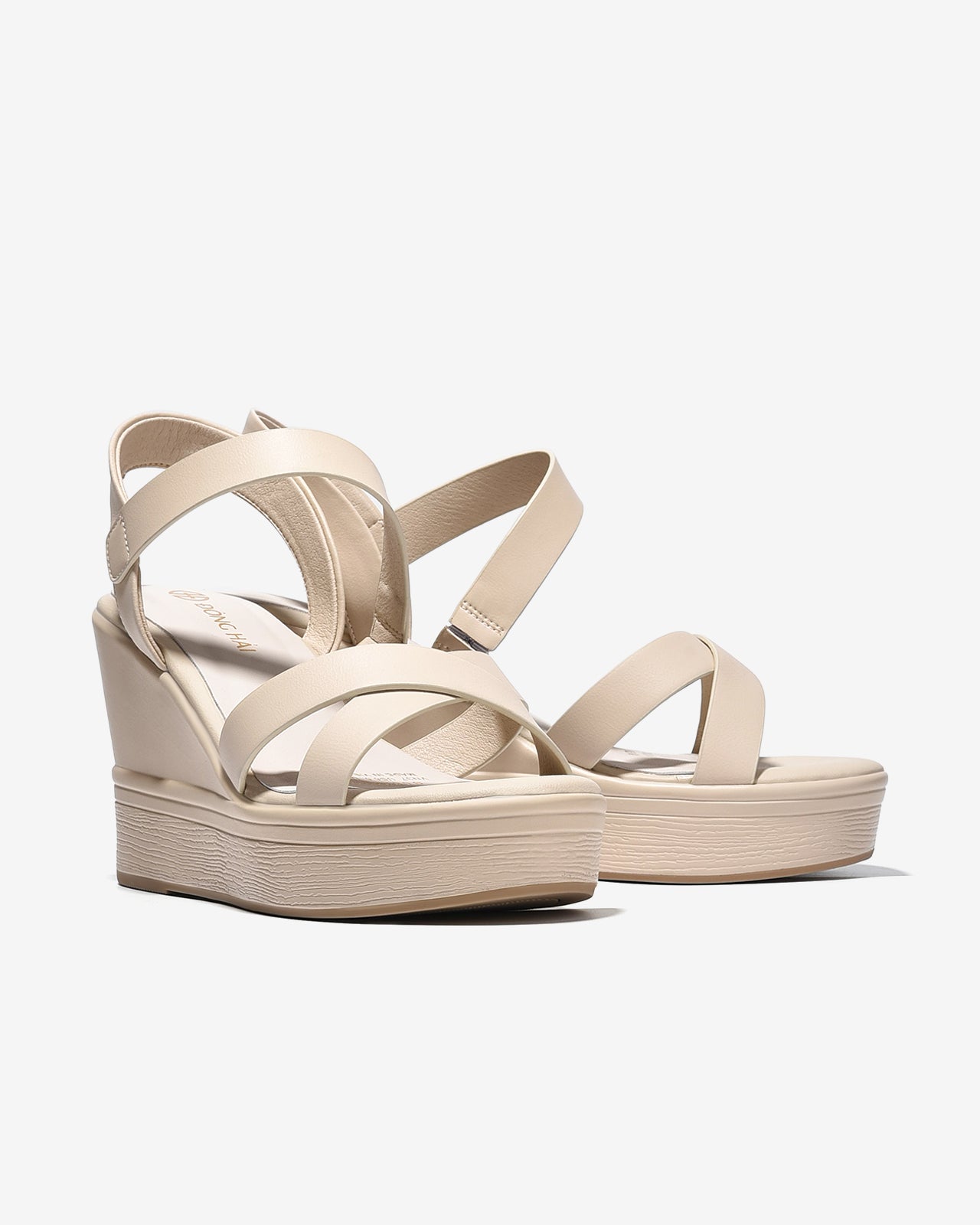 Sandal Xuồng Đông Hải 9cm Quai Đan Chéo-S5874Kem Color1