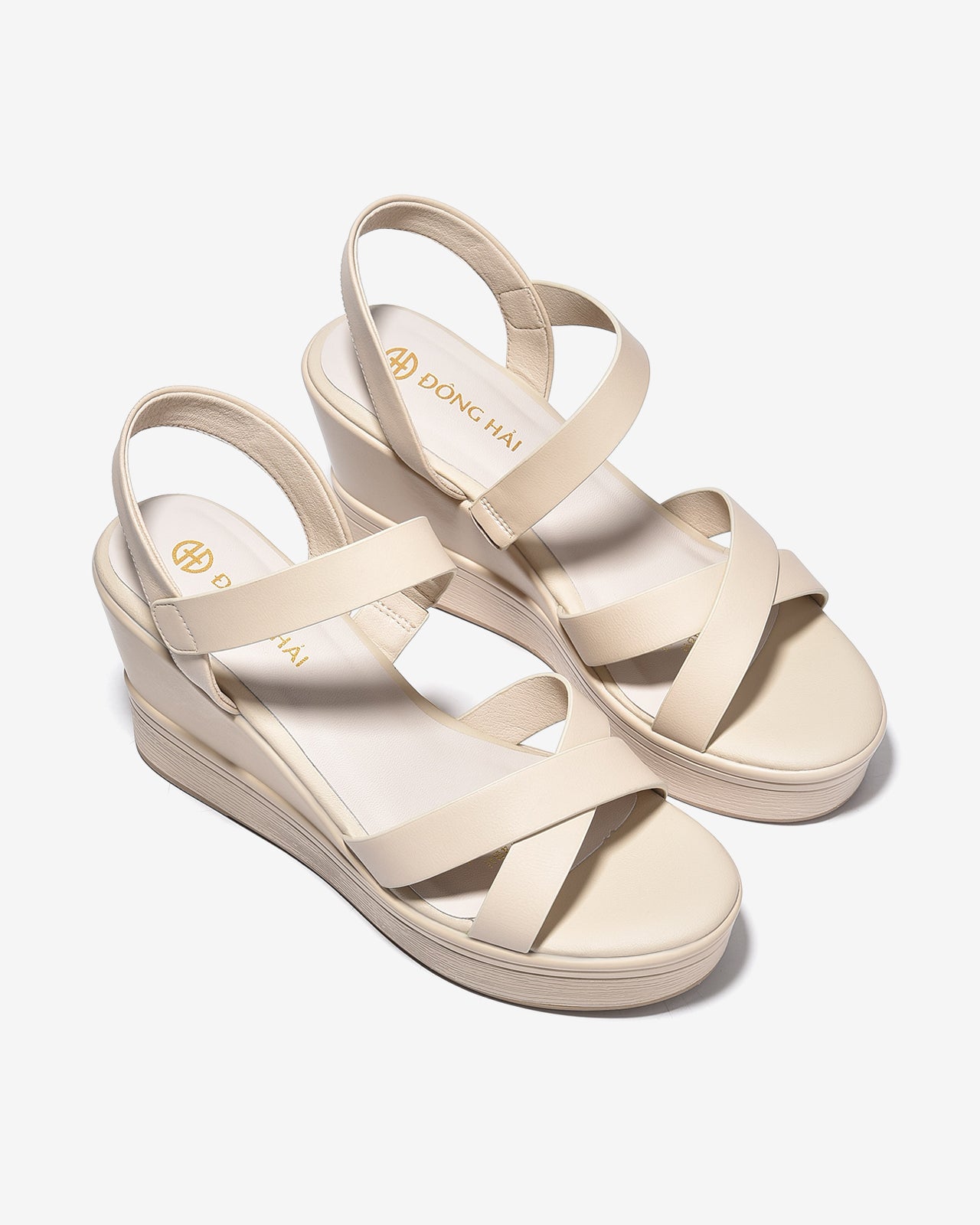 Sandal Xuồng Đông Hải 9cm Quai Đan Chéo-S5874Kem Color1